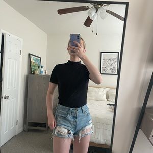 & other stories black short sleeve turtleneck